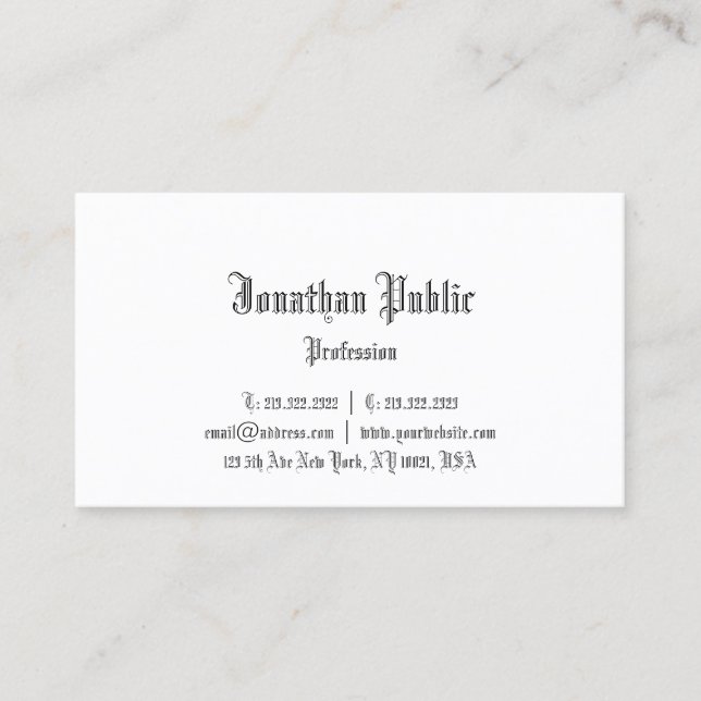 Carte De Visite Design professionnel créatif classique nostalgique (Devant)