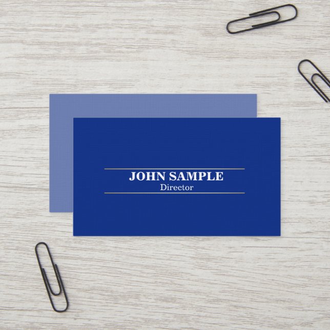 Carte De Visite Design professionnel moderne élégant Bleu Or (Devant/Arrière en situation)