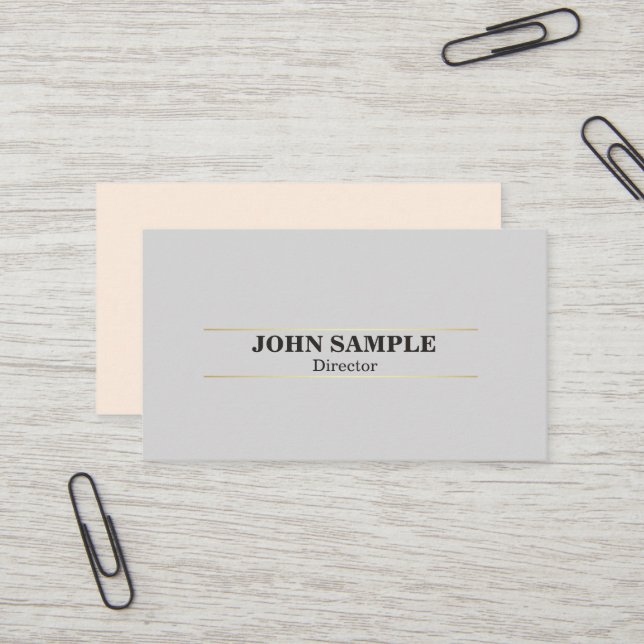 Carte De Visite Design professionnel moderne élégant Gris Or (Devant/Arrière en situation)