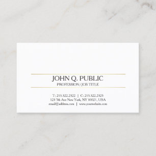 Carte De Visite Design professionnel moderne or blanc design éléga