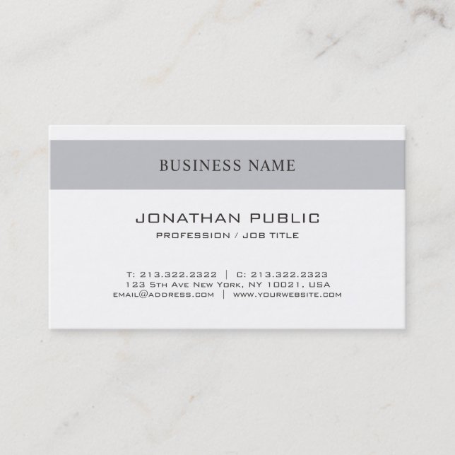 Carte De Visite Design professionnel simple et élégant Moderne ten (Devant)
