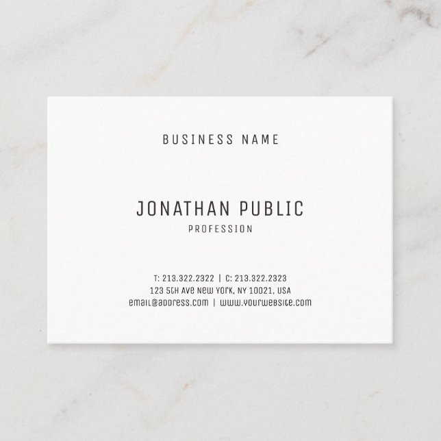 Carte De Visite Design professionnel simple moderne Elégant blanc (Devant)