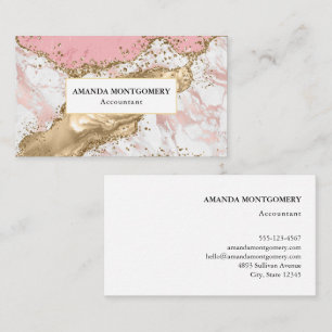 Carte De Visite Design Rose de luxe en marbre rose or
