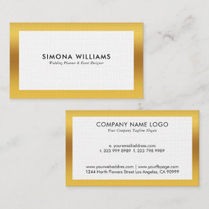 Carte De Visite Design simple blanc et or