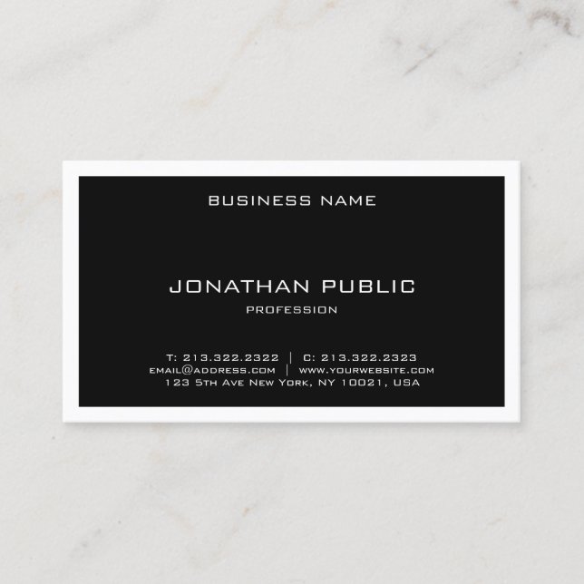 Carte De Visite Design Simple Créatif Noir Et Blanc Moderne (Devant)