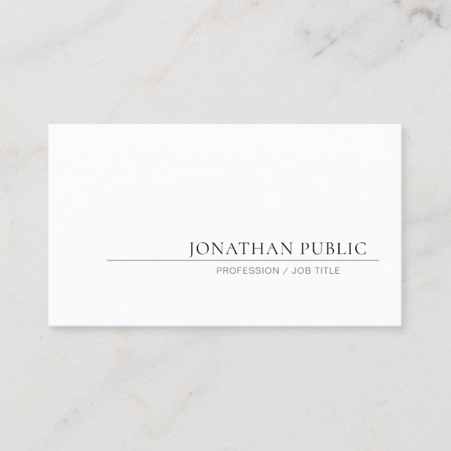 Carte De Visite Design simple et créatif Elégant Blanc Plaine tend (Devant)
