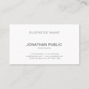 Carte De Visite Design simple et élégant Blanc chic sobre tendance
