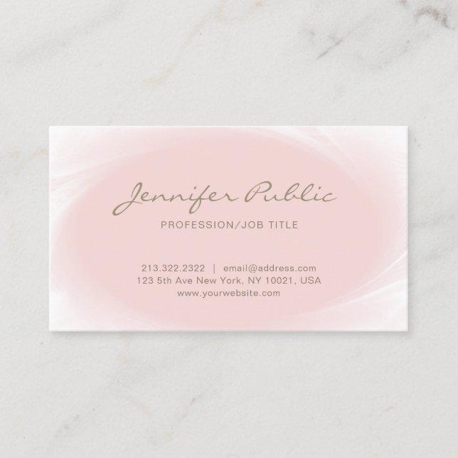 Carte De Visite Design simple et élégant Blush Rose Or tendance (Devant)