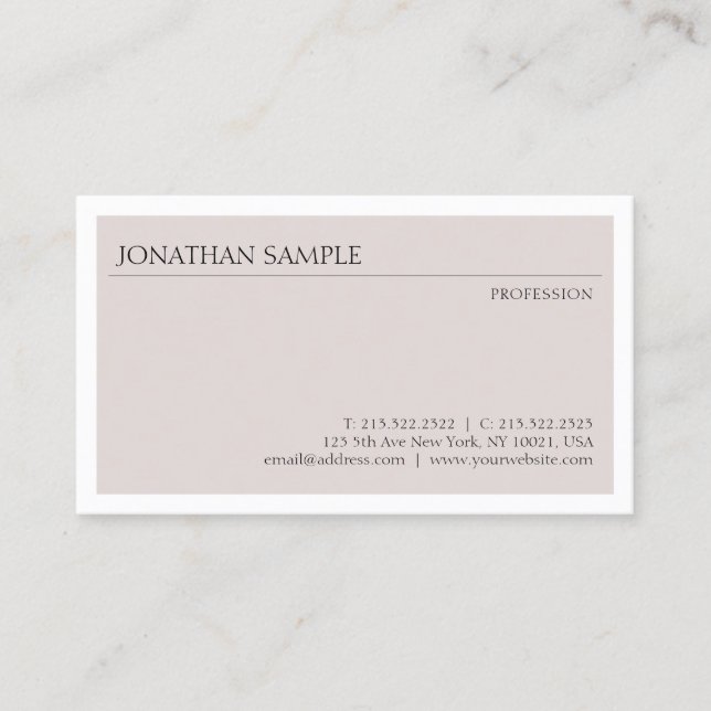 Carte De Visite Design simple et professionnel Modèle élégant (Devant)