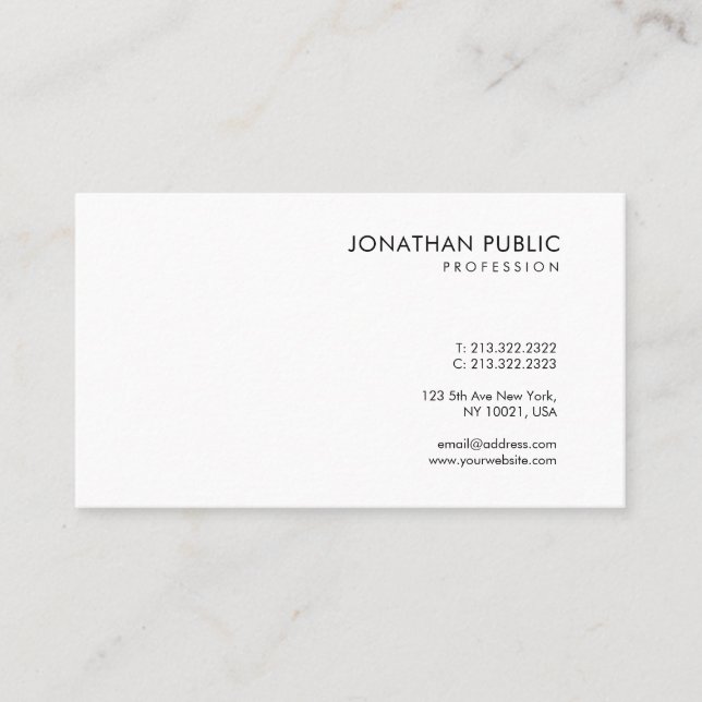 Carte De Visite Design simple et tendance Modèle blanc moderne chi (Devant)