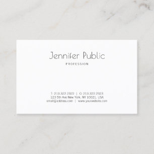 Carte De Visite Design simple Moderne Blanc Plat À la mode