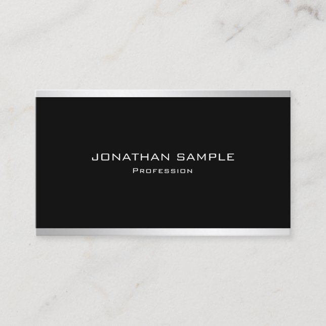 Carte De Visite Design simple moderne Elégant Silver Professional (Devant)