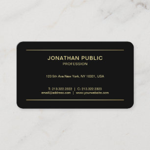 Carte De Visite Design simple Moderne Professionnel Élégant Noir