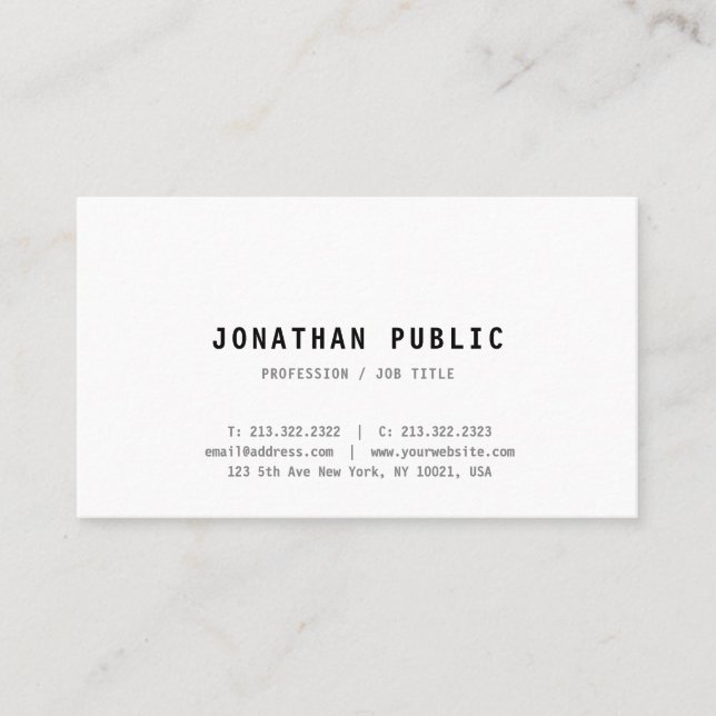 Carte De Visite Design simple professionnel Modèle moderne élégant (Devant)