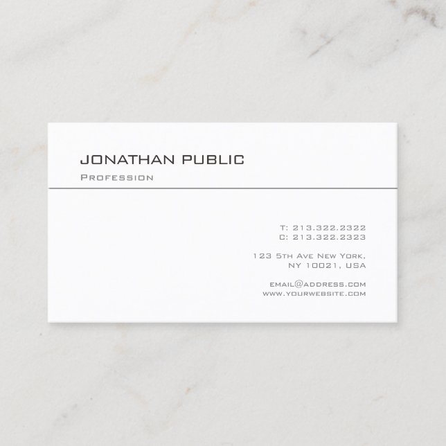 Carte De Visite Design simple professionnel Moderne Modèle chic (Devant)