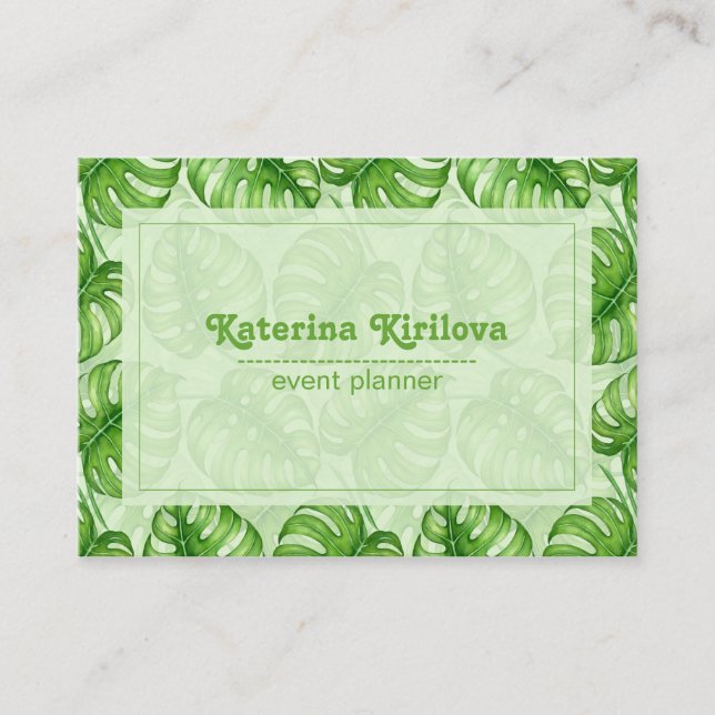 Carte De Visite Design tropical feuille de Monstera (Devant)