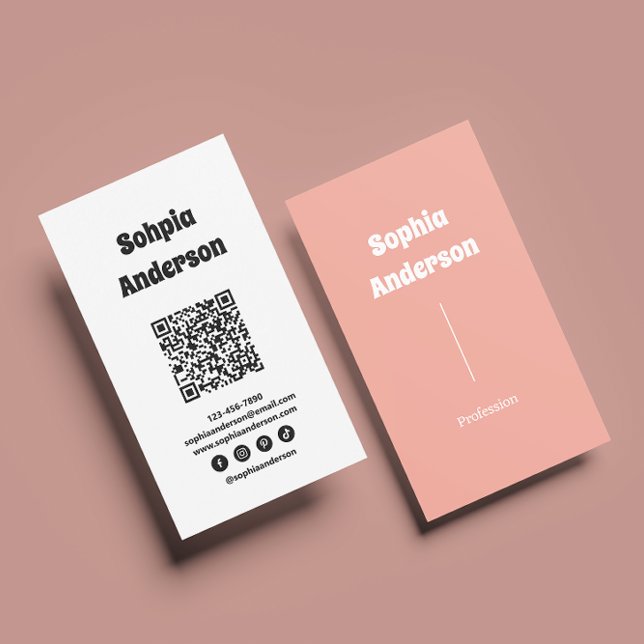 Carte De Visite Design vertical moderne | Code QR et liens sociaux (Créateur téléchargé)