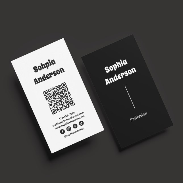 Carte De Visite Design vertical moderne | Code QR et liens sociaux (Créateur téléchargé)