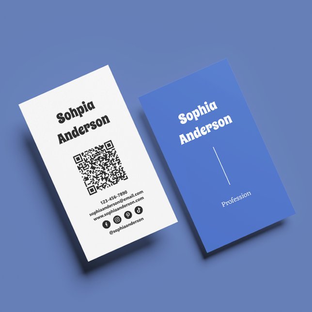 Carte De Visite Design vertical moderne | Code QR et liens sociaux (Créateur téléchargé)