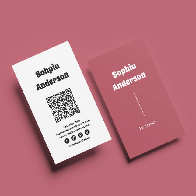 Carte De Visite Design vertical moderne | Code QR et liens sociaux (Créateur téléchargé)
