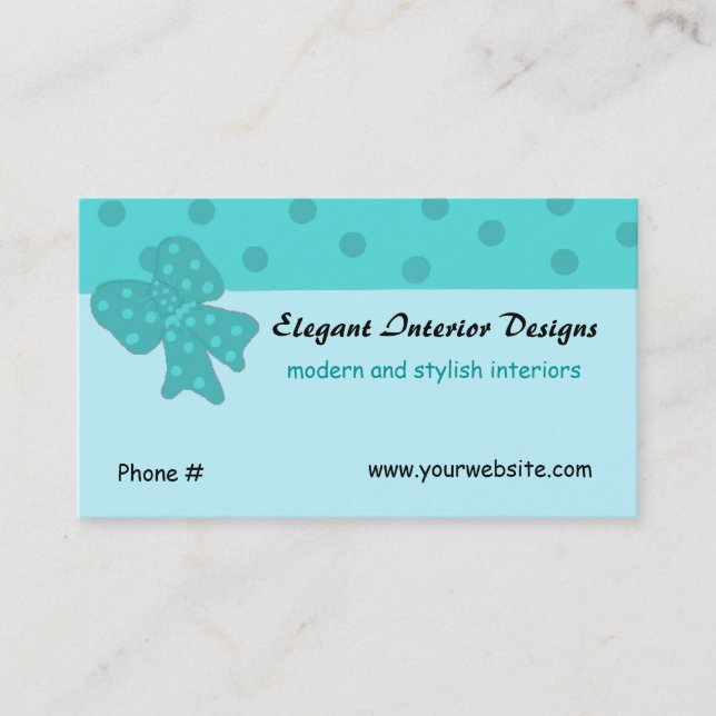 Carte De Visite Designs d'intérieur élégants (Devant)