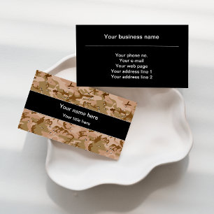 Carte De Visite Dessert Camouflage Avec Galets, Militaire, Armée