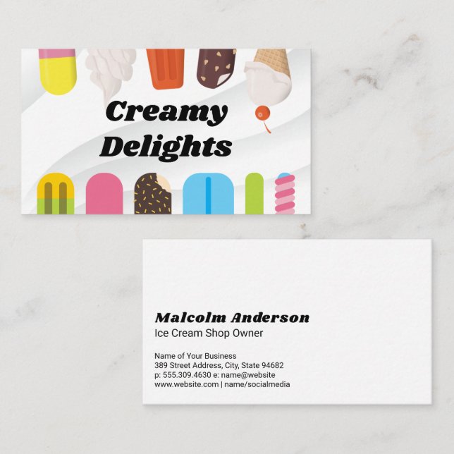 Carte De Visite Desserts de crème glacée (Devant / Derrière)