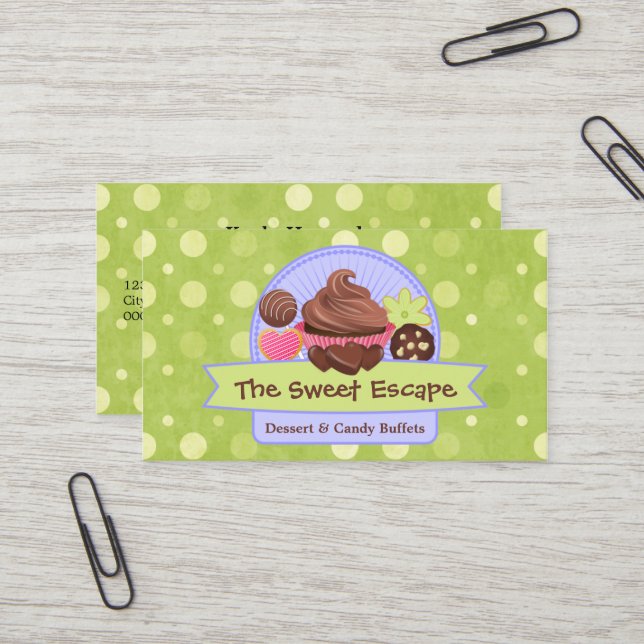 Carte De Visite Desserts doux (Devant/Arrière en situation)