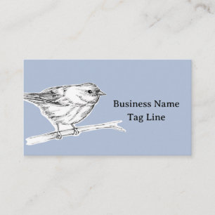 Carte De Visite Dessin à l'encre d'oiseau Bleu Gris Nature Faune