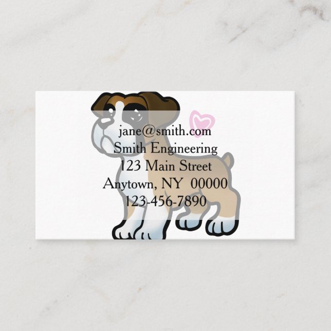 Carte De Visite dessin animé du chiot boxer allemand | choisir la  (Devant)