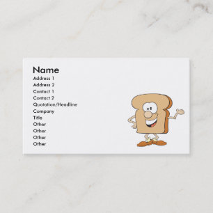 Carte De Visite dessin animé sur un toast de pain bête
