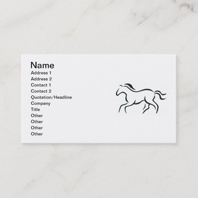 Carte De Visite Dessin au trait cheval (Devant)
