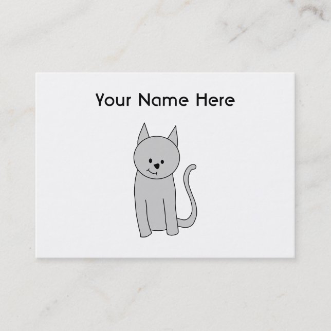 Carte De Visite Dessin de chat gris. (Devant)