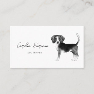 Carte De Visite Dessin de chien Beagle en noir et blanc minimalist