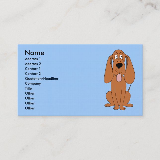 Carte De Visite Dessin de chien Brown. Hound. (Devant)
