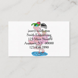 Carte De Visite Dessin de Flamant rose d'été  choisir la couleur