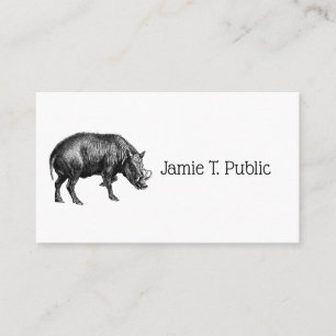 Carte De Visite Dessin de sanglier vintage BW