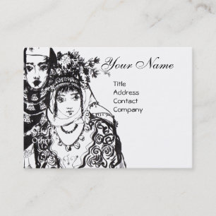 Carte De Visite Dessin d'encre blanche noire pour filles ANATOLIEN
