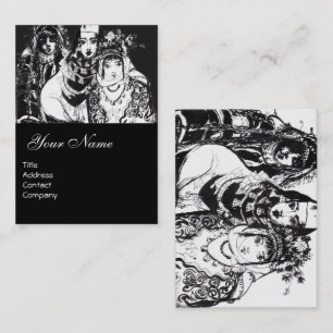 Carte De Visite Dessin d'encre blanche noire pour filles ANATOLIEN