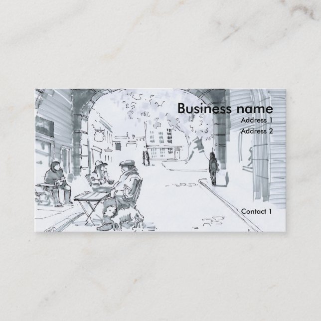 Carte De Visite Dessin des cafés de rue (Devant)