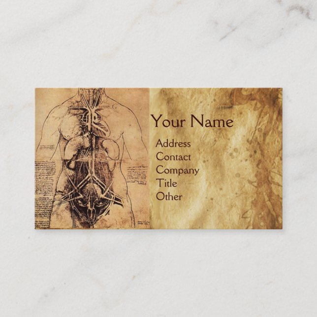 Carte De Visite Dessin du Parchemin Brown antique Torso féminin (Devant)