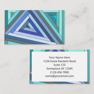 Carte De Visite Dessin géométrique triangulaire bleu peint à la ma