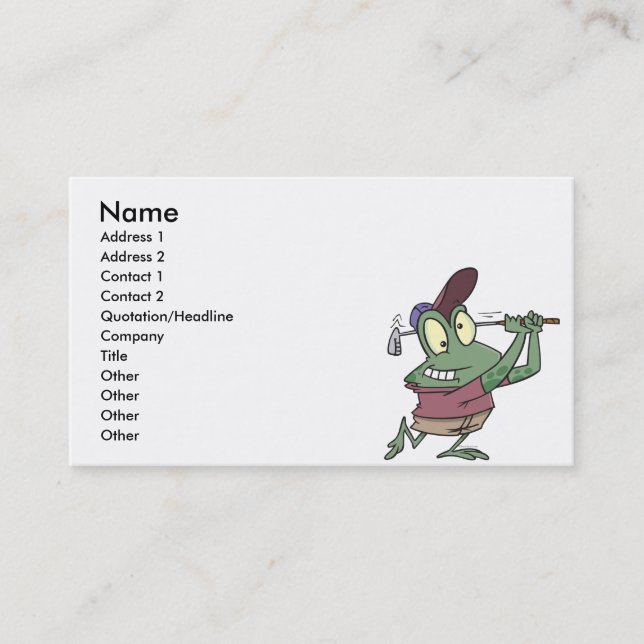 Carte De Visite dessin humoristique de grenouille de golfeur (Devant)