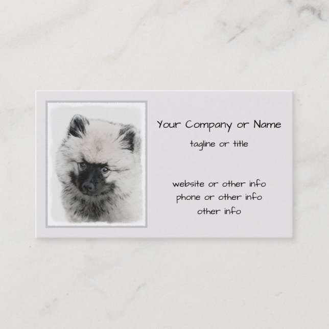 Carte De Visite Dessin Keeshond Chiot - Joli dessin original Chien (Devant)