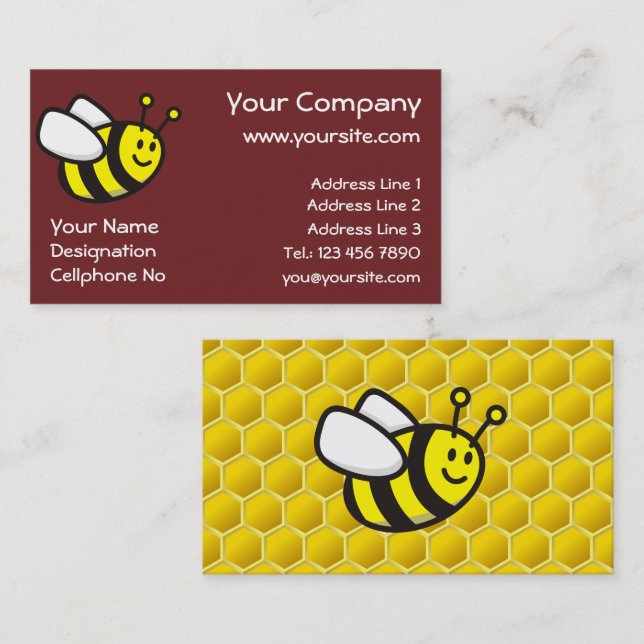 Carte De Visite Dessin sur les abeilles (Devant / Derrière)