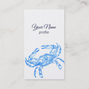 Carte de visite - dessin vintage - crabe bleu