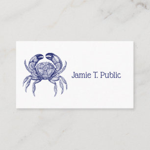 Carte De Visite Dessin vintage de crabe bleu no 1