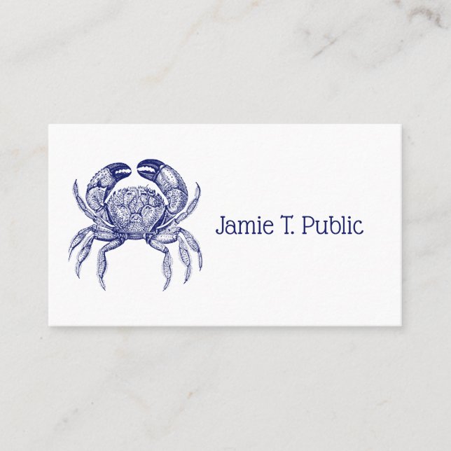 Carte De Visite Dessin vintage de crabe bleu no 1 (Devant)