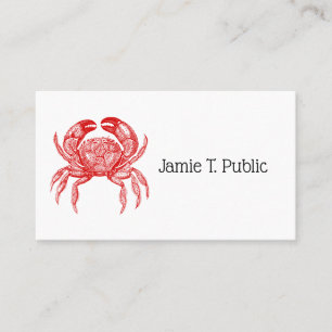 Carte De Visite Dessin vintage de crabe rouge no 1