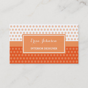 Carte De Visite Dessinateur d'intérieurs de pois orange et blanc